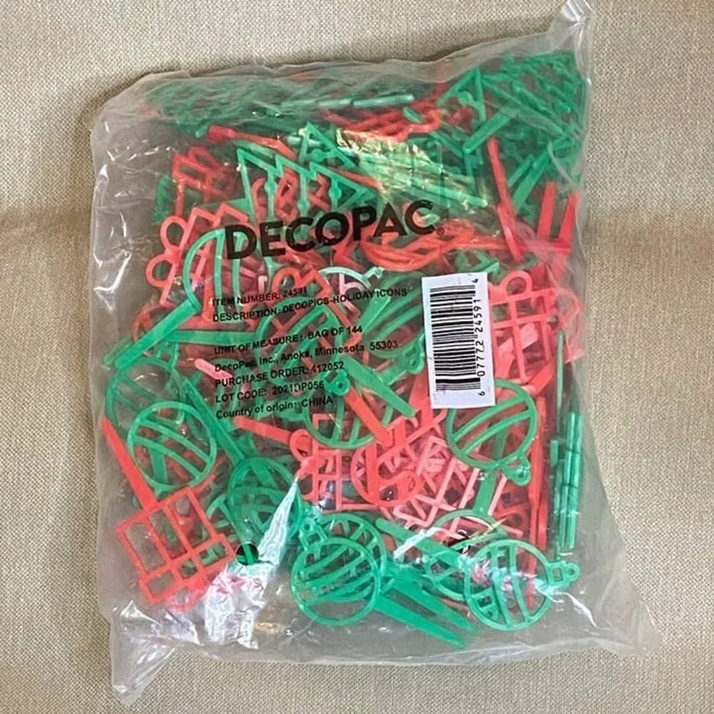 DecoPac Cupcake Toppers Holiday Icons Ornaments Trees Candy Canes Gifts Bulk 144